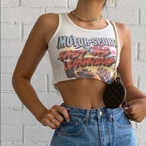 Princess Polly Moto Club Singlet Crop Tank Top White